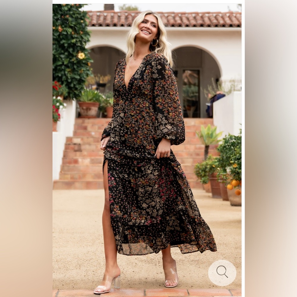 Baltic Born Black Floral Maxi Dress